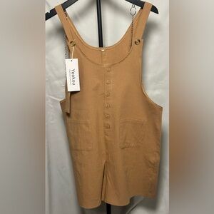 Women's Sleeveless Tan Jumpsuit